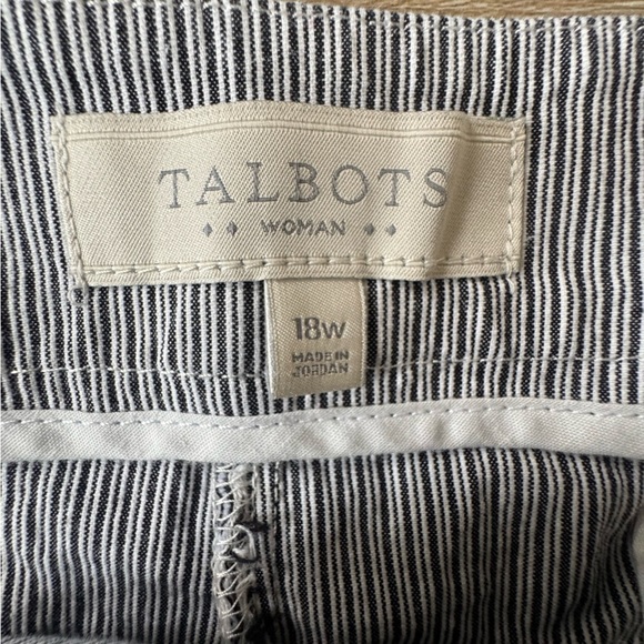 Talbots Woman Heritage Pant Womens 18W Blue White Stripe Cropped Straight Leg - Picture 3 of 8